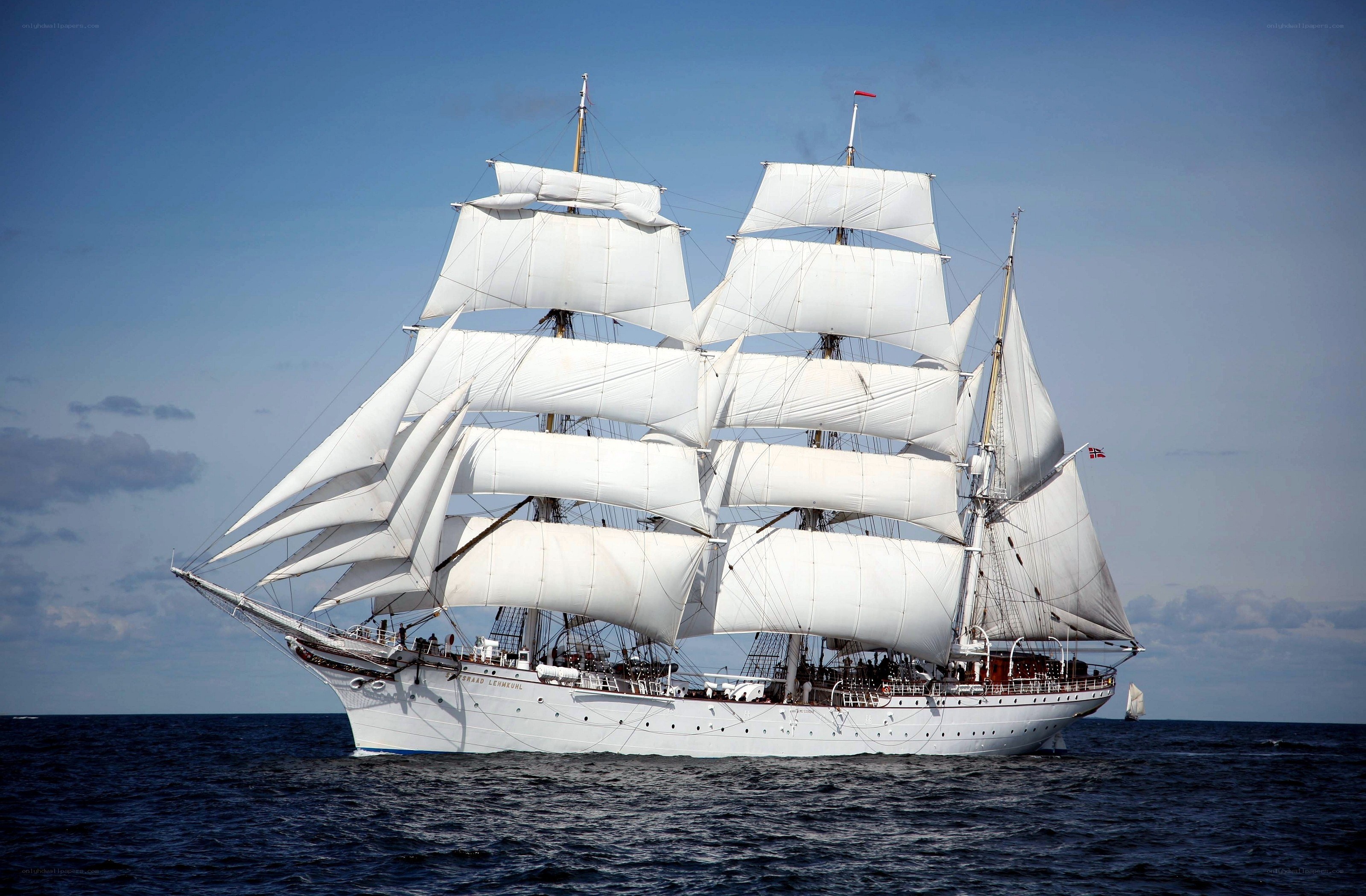 Sailing ship on the open sea