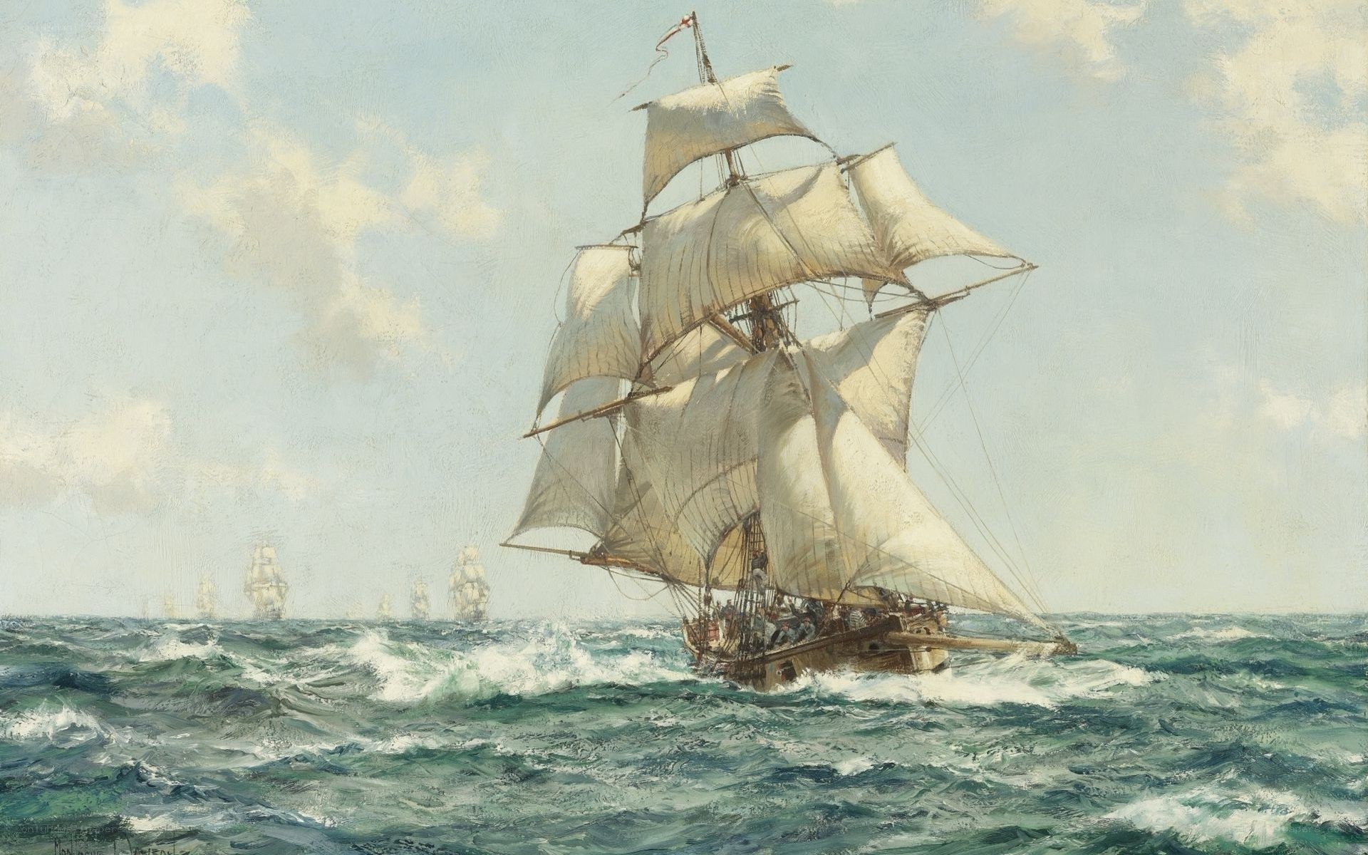 Sailing ship on the open sea