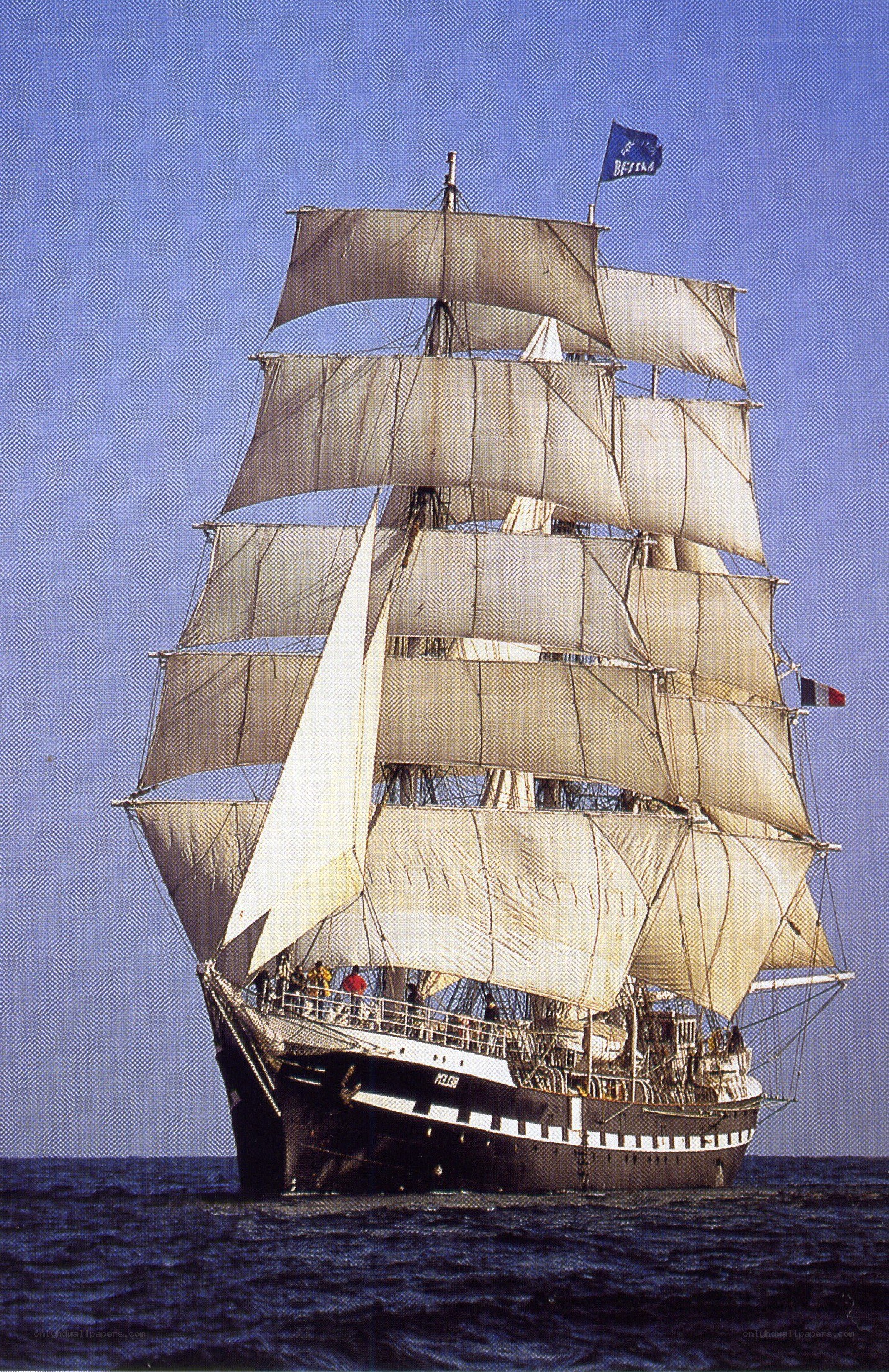 Sailing ship on the open sea