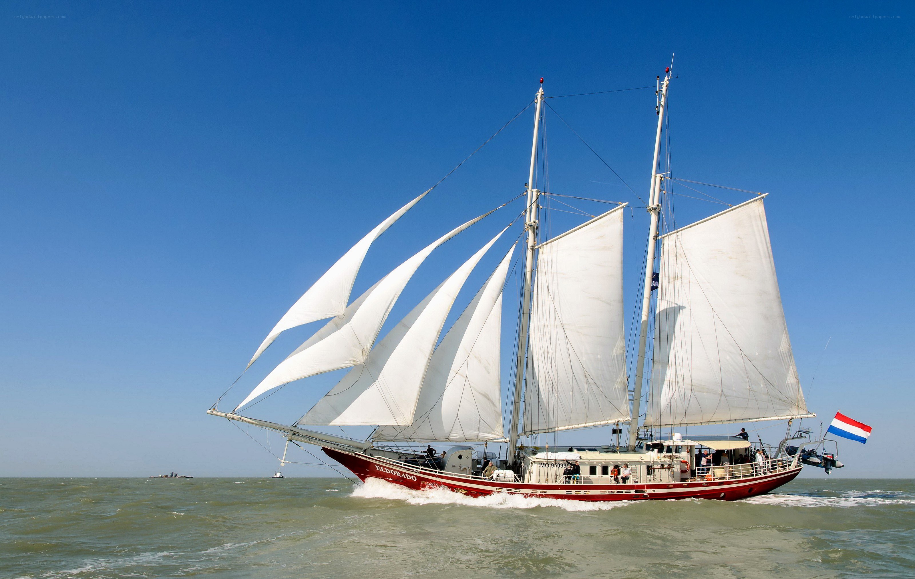 Sailing ship on the open sea