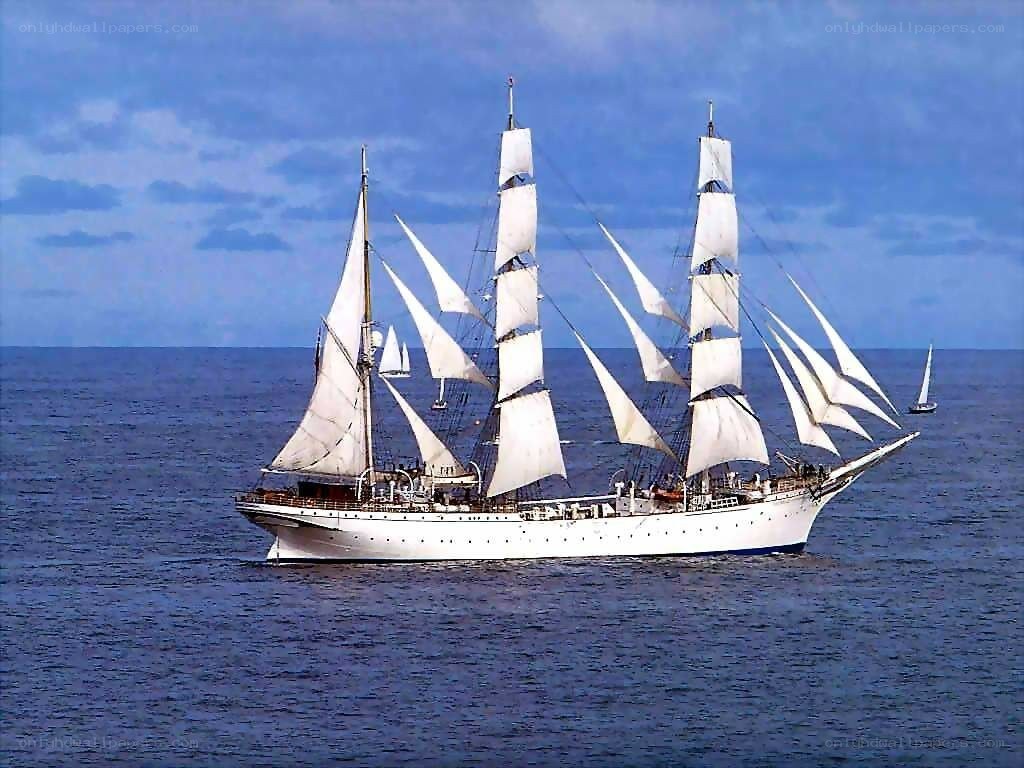 sailing ship on the open sea