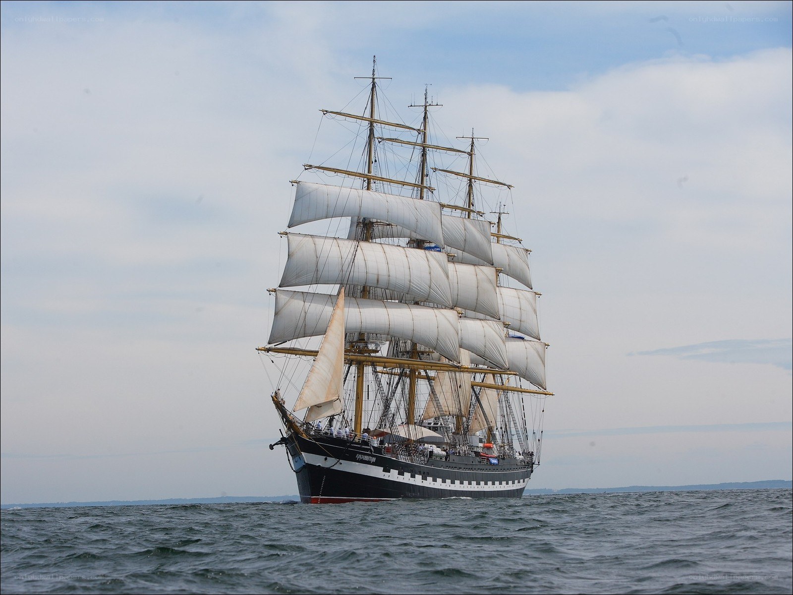 Sailing ship on the open sea
