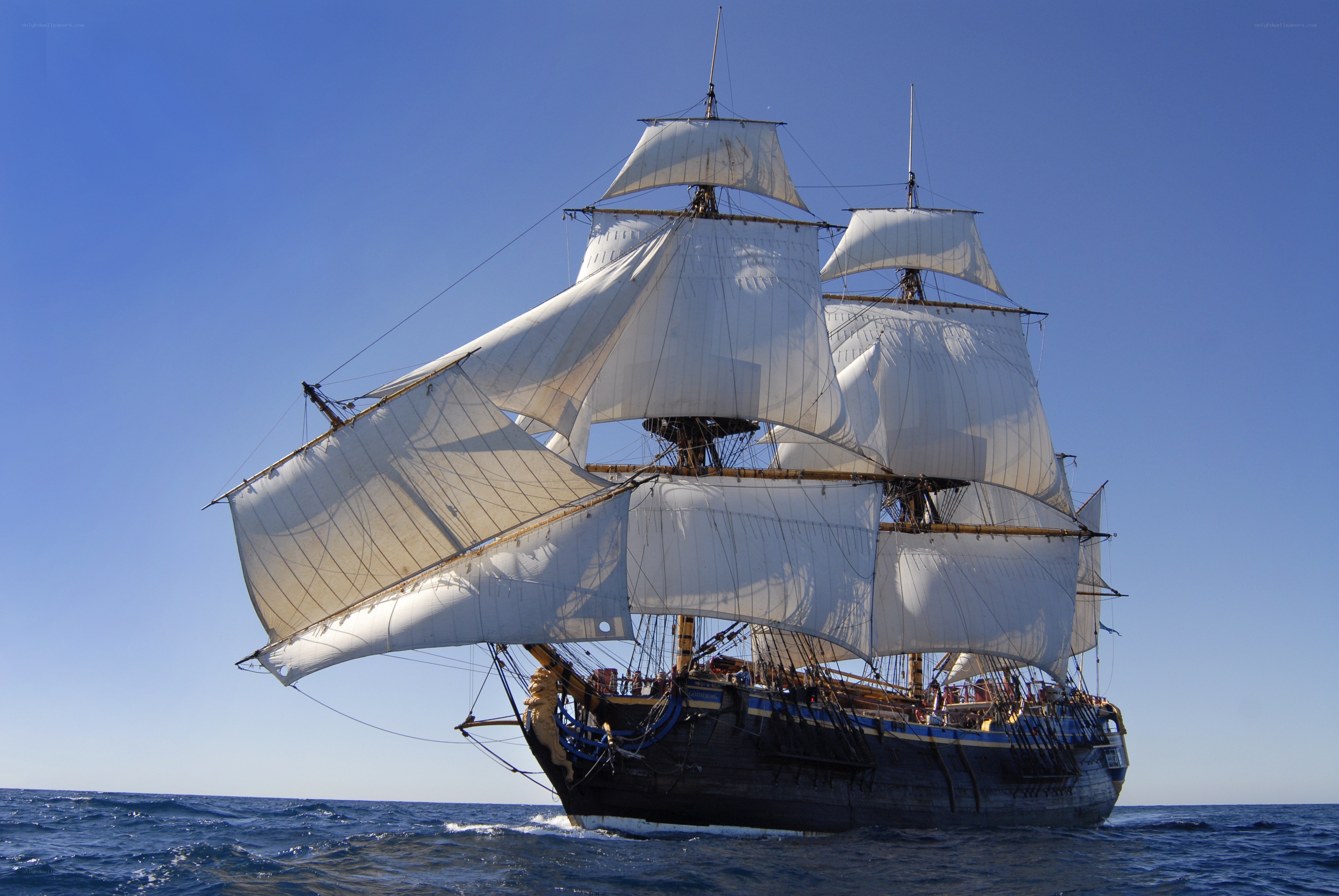 sailing ship on the open sea