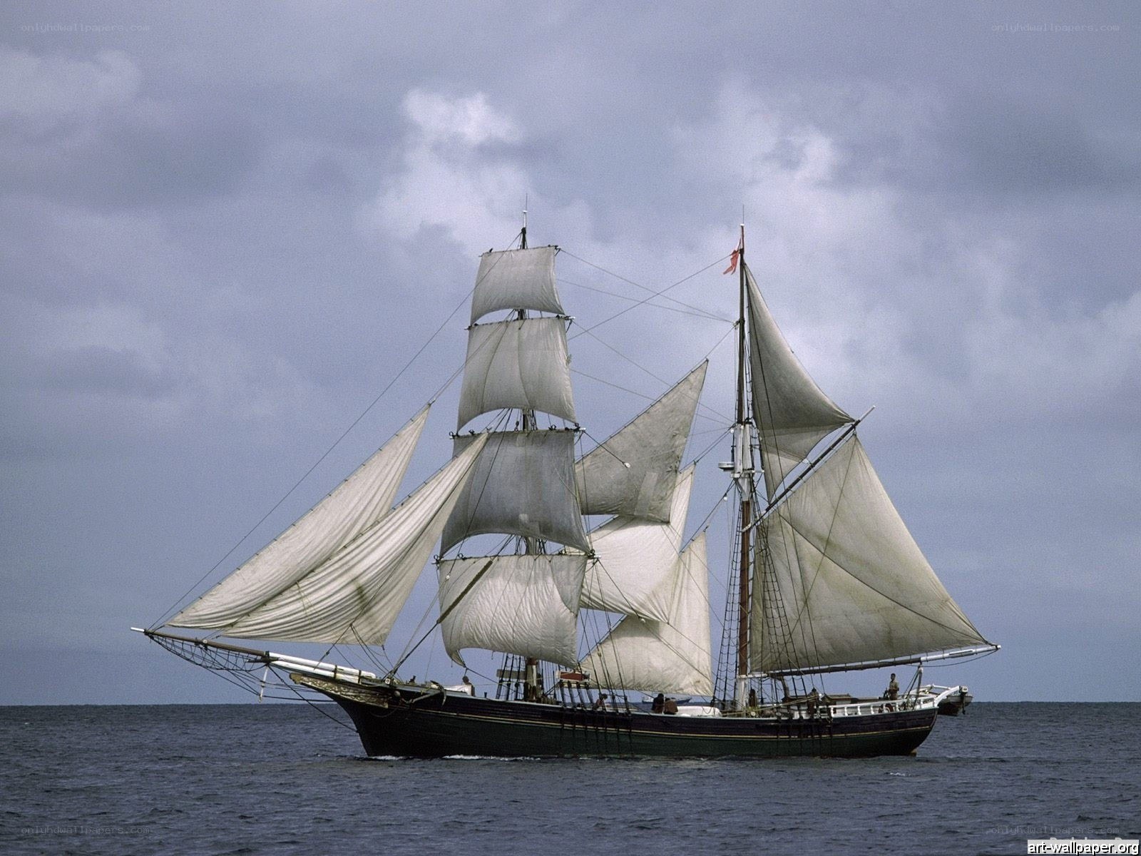 sailing ship on the open sea