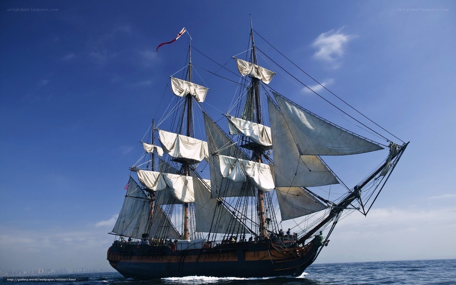 sailing ship on the open sea