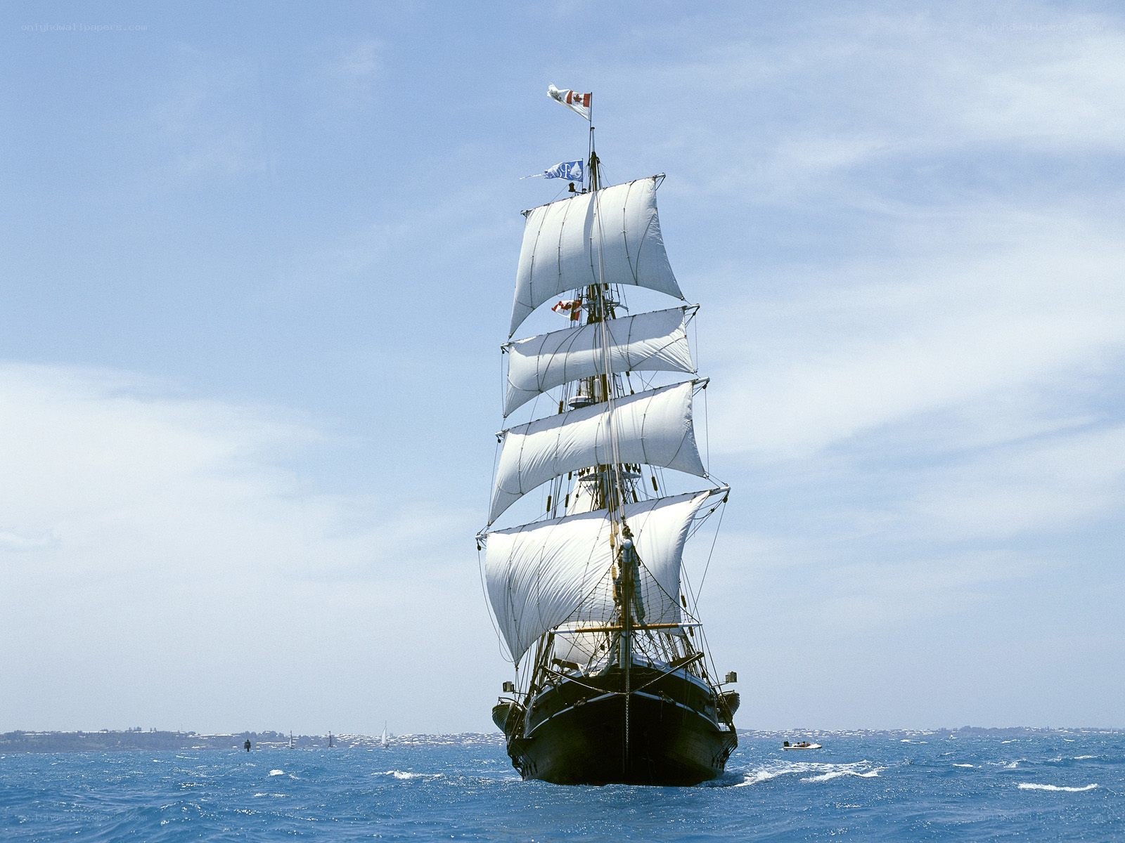 sailing ship on the open sea