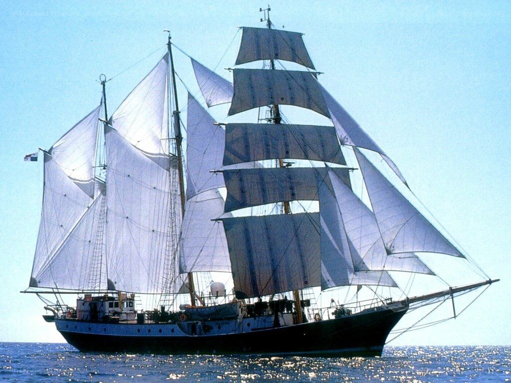 sailing ship on the open sea