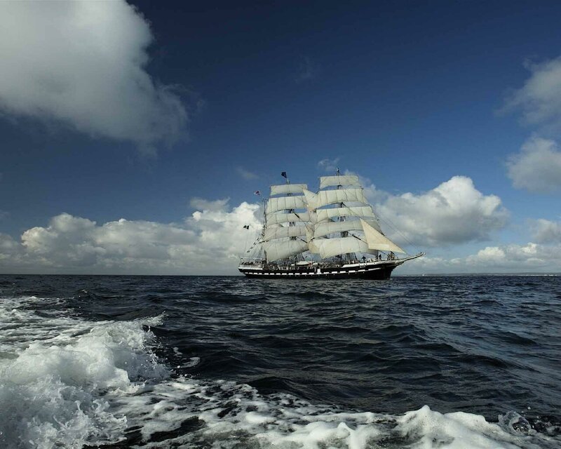 Sailing ship on the open sea
