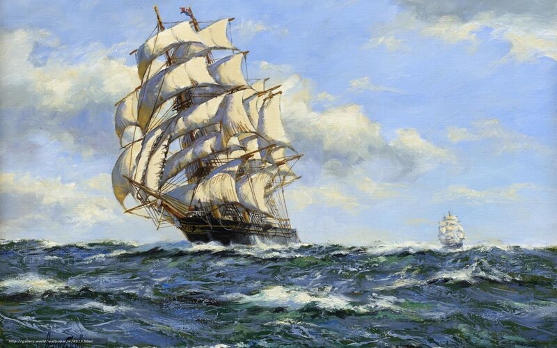 Sailing ship on the open sea