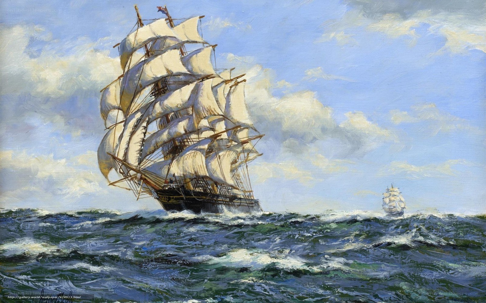 Sailing ship on the open sea