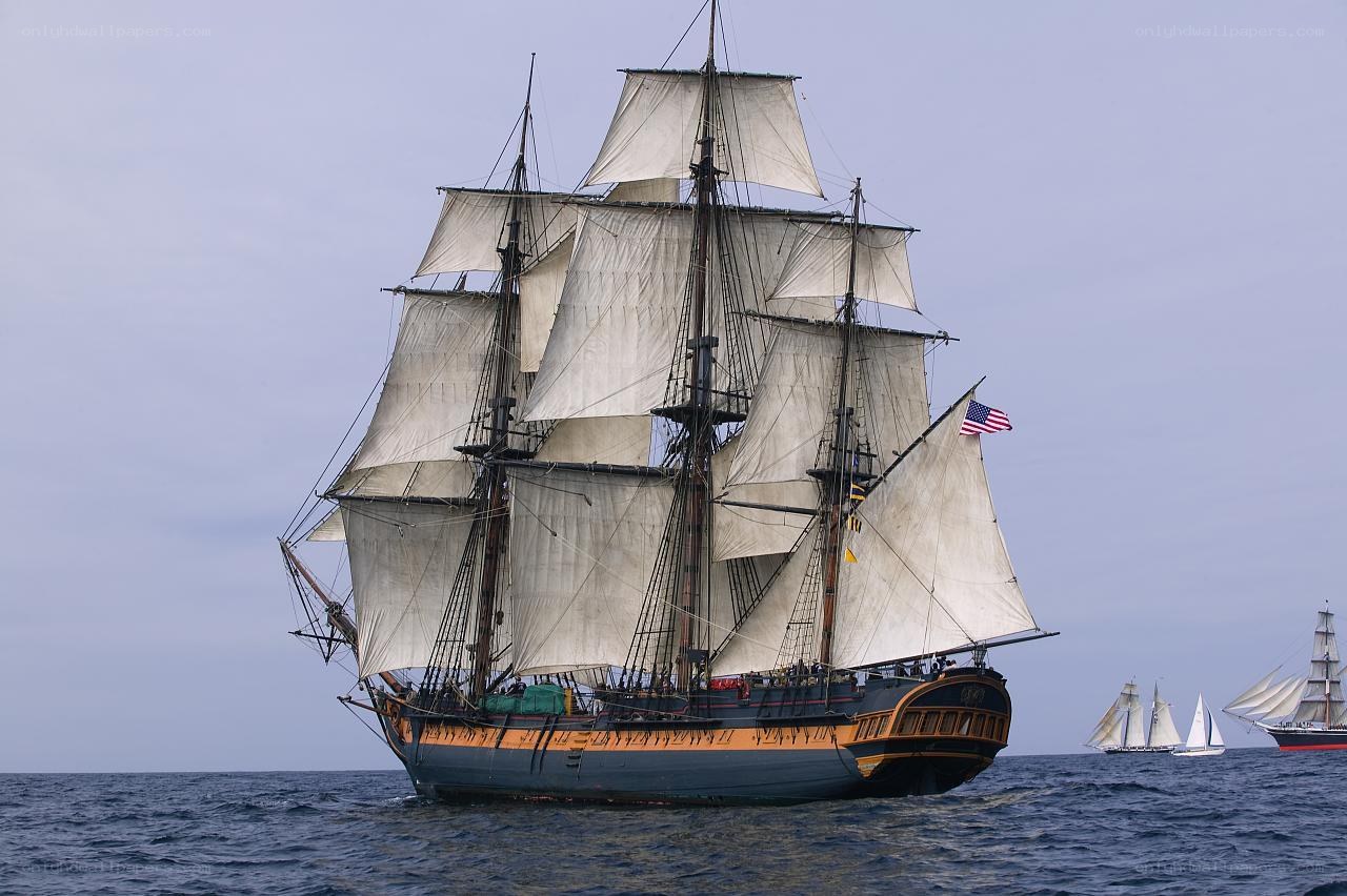 Sailing ship on the open sea