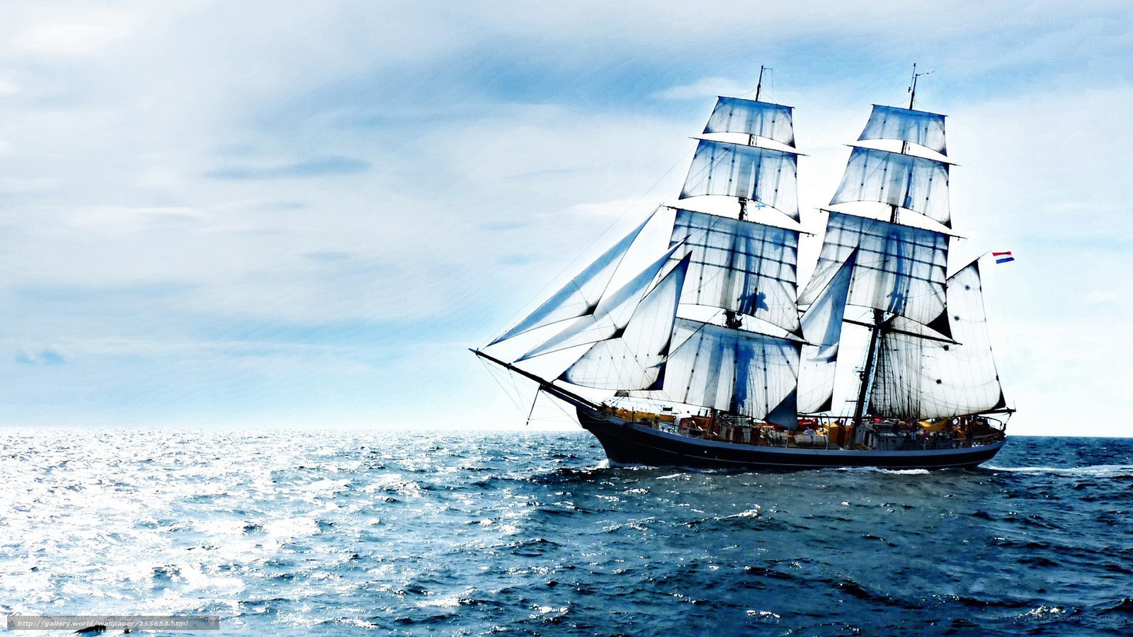 Sailing ship on the open sea