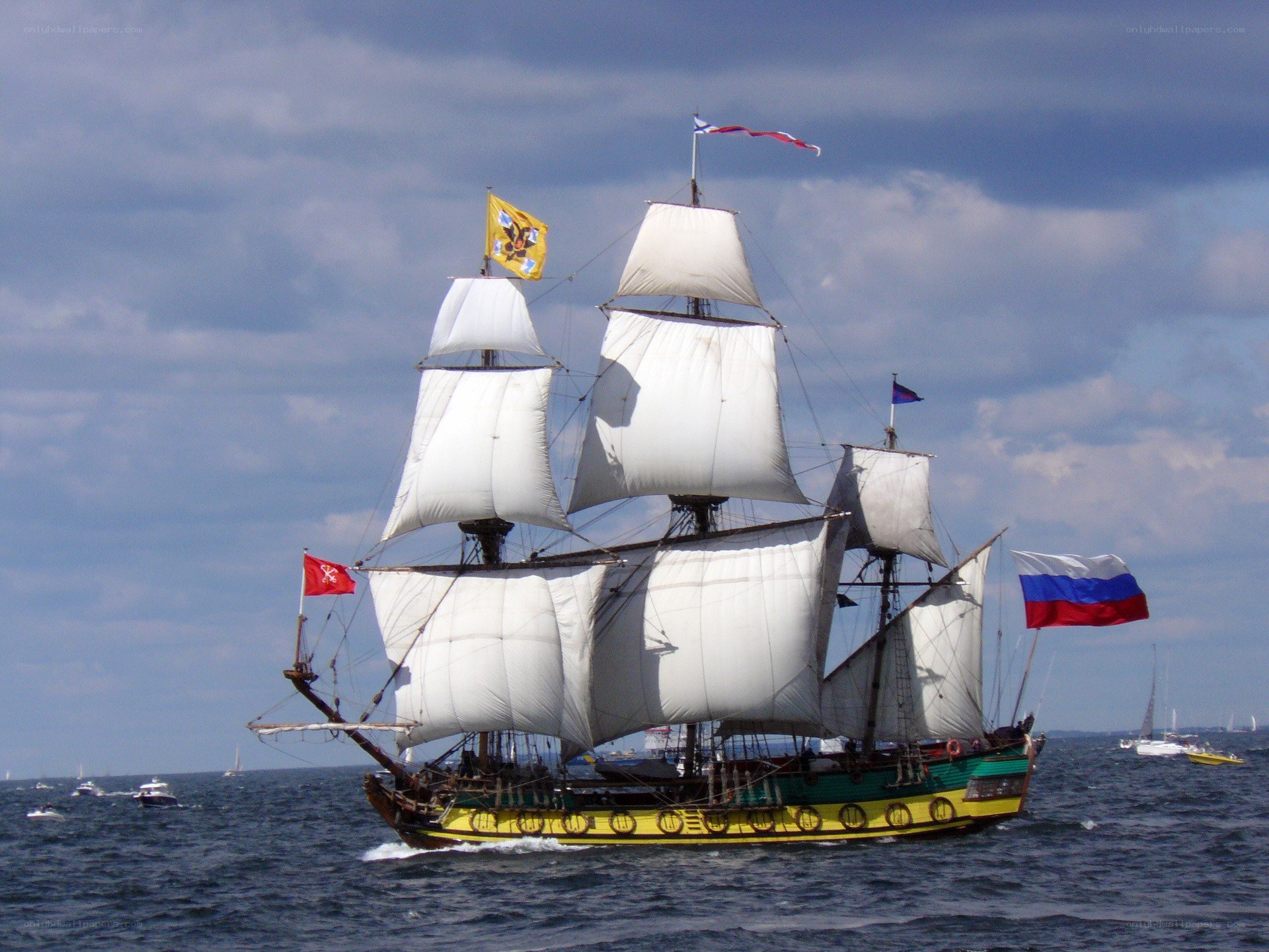 Sailing ship on the sea