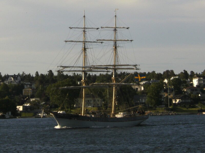 Sailing Ship on Water — Blue, Calm