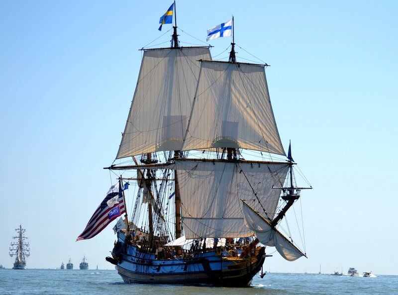 Sailing Ship on Water — Blue, Serene, Afternoon