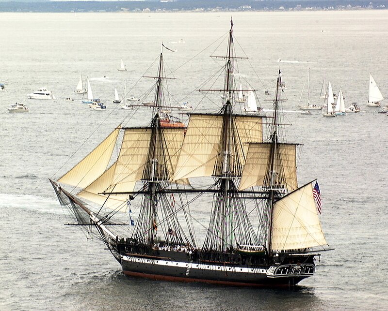 Sailing Ship on Water — Gray, Calm
