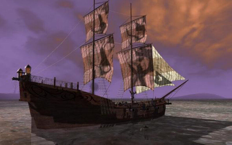 Sailing Ship on Water — Purple