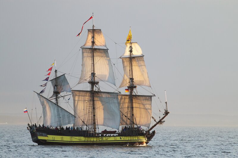Sailing Ship on Water — Yellow, Serene