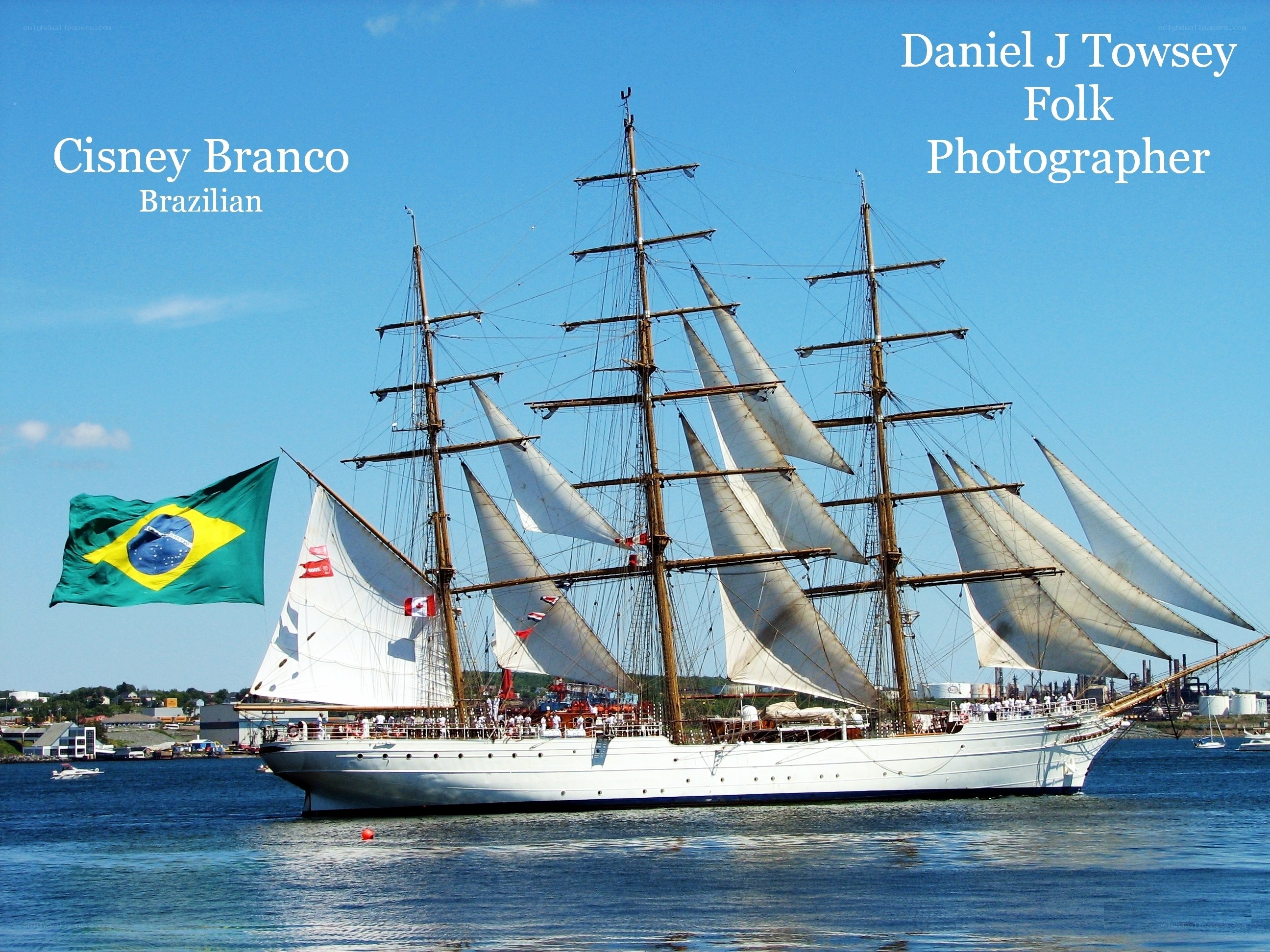 Sailing ship with Brazilian flag