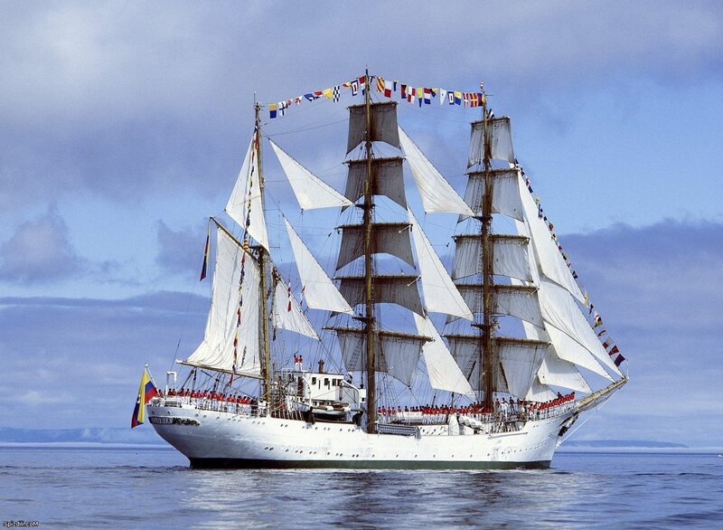 Sailing ship with crew
