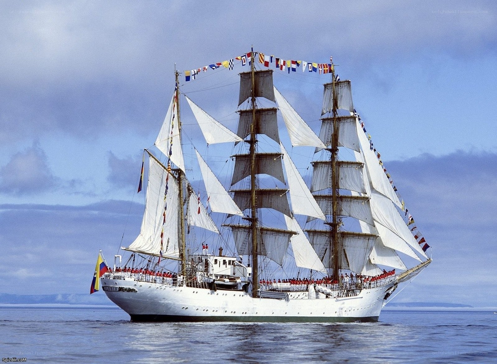 Sailing ship with crew