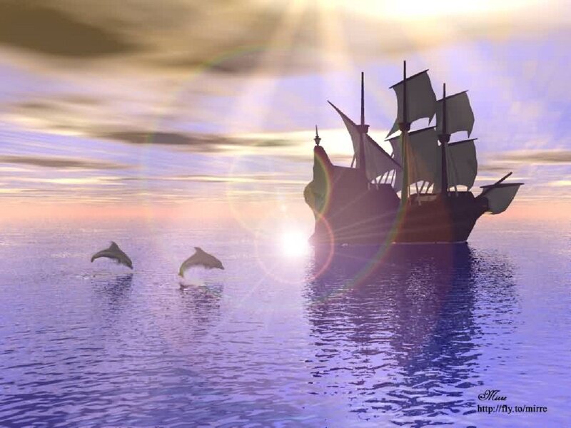 Sailing Ship with Dolphins