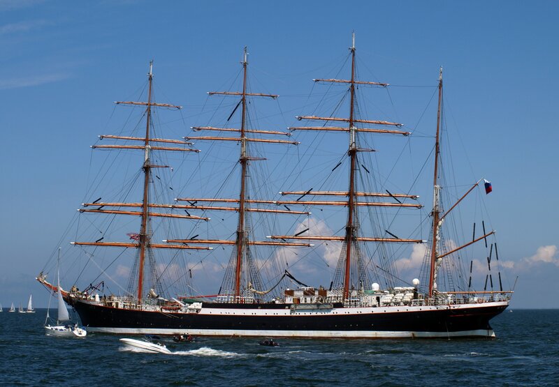 Sailing Ship with Four Masts — Blue