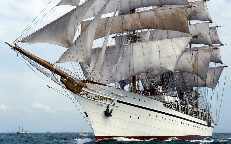 sailing ship with full sails