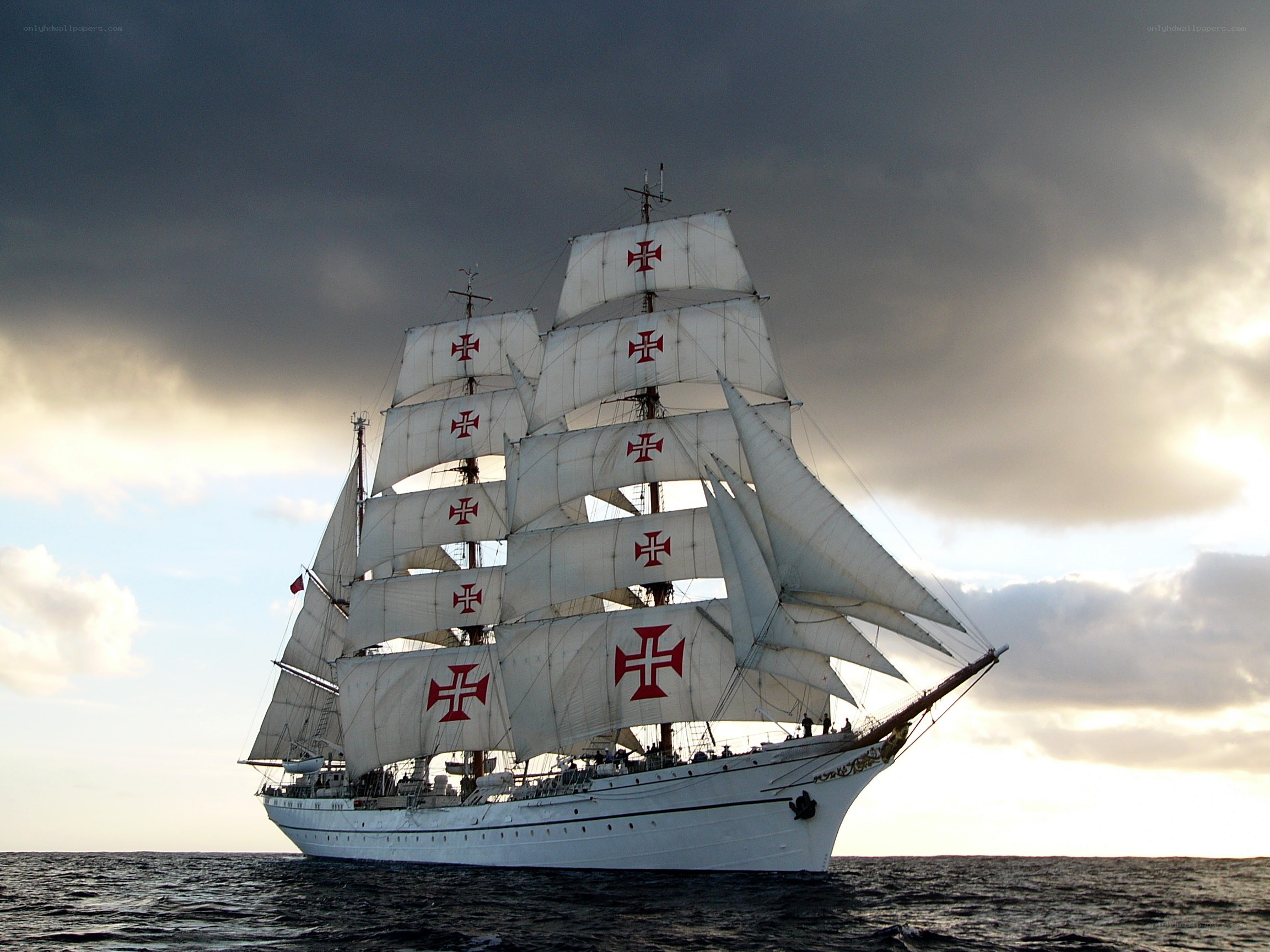 Sailing ship with red crosses
