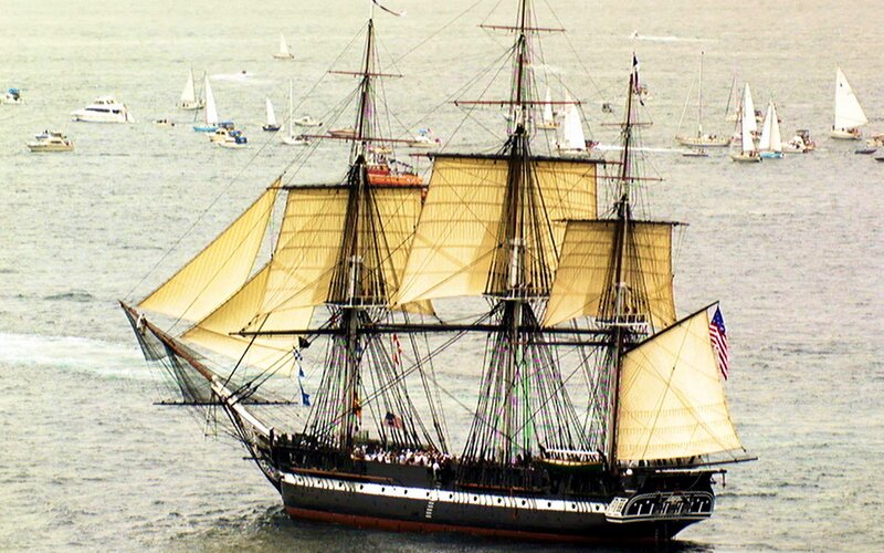 Sailing Ship with Sails — Black