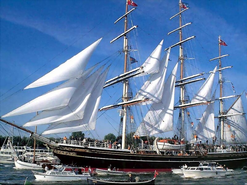 Sailing Ship with Sails — Blue, Active