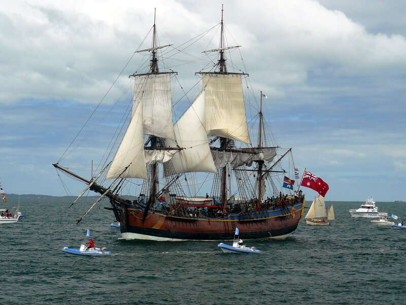 Sailing Ship with Sails — Blue, Dramatic