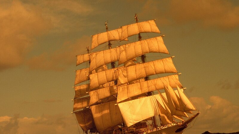 Sailing Ship with Sails — Orange