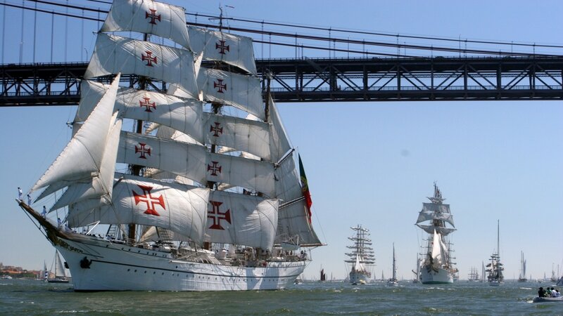 Sailing Ship with Sails — White, Serene, Afternoon