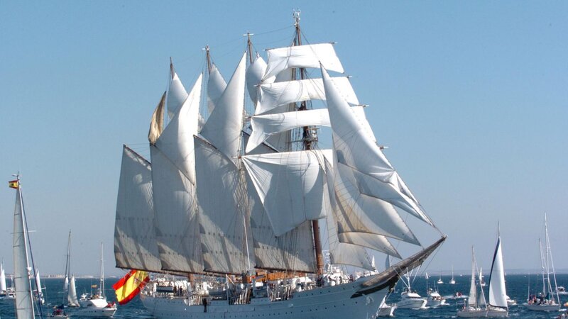 Sailing Ship with Sails — White, Serene