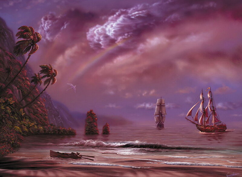Sailing Ships at Beach