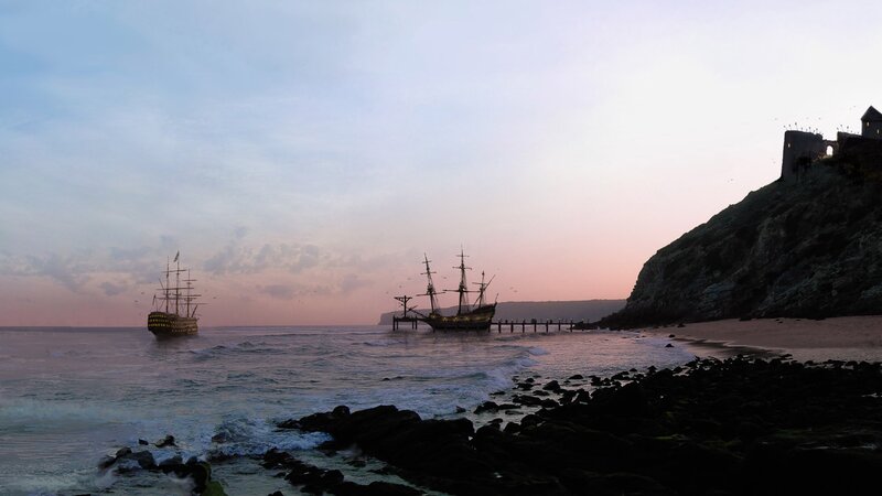 Sailing Ships at Harbor