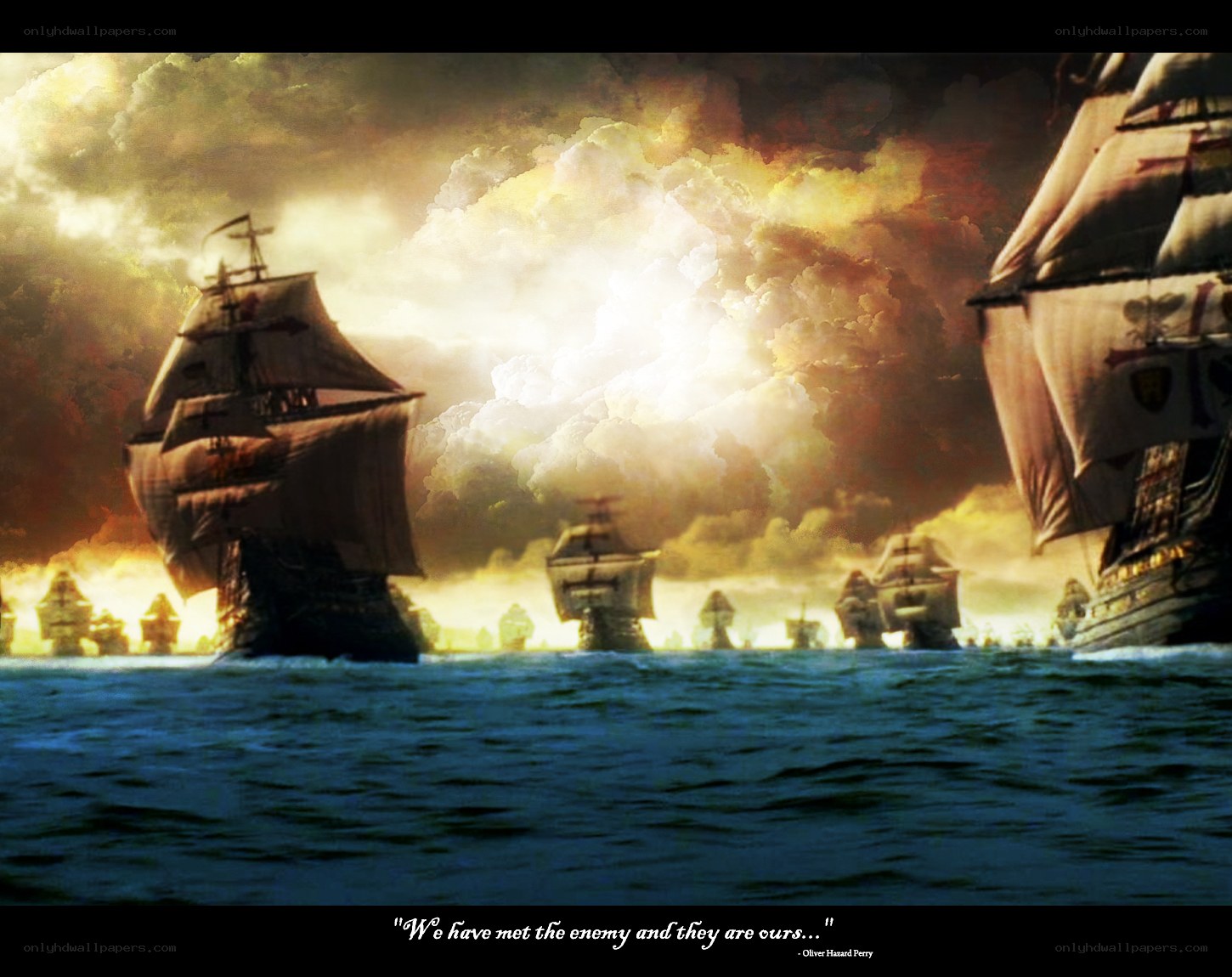 Sailing ships at sea