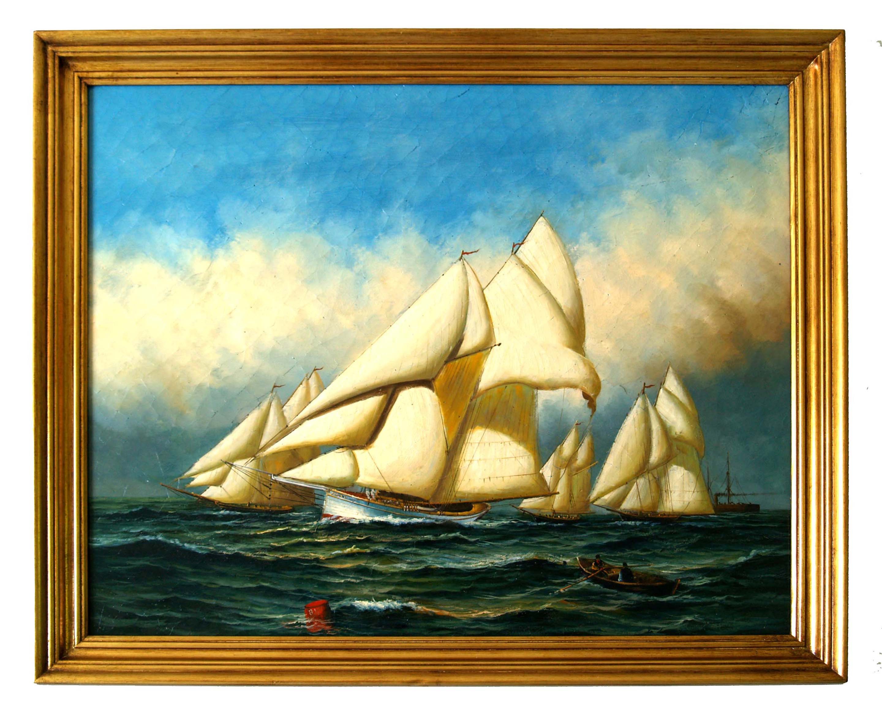 Sailing ships at sea