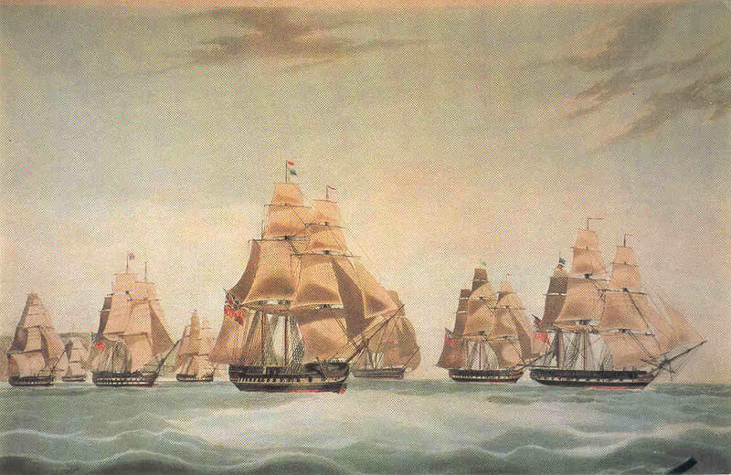 Sailing Ships at Sea — Brown
