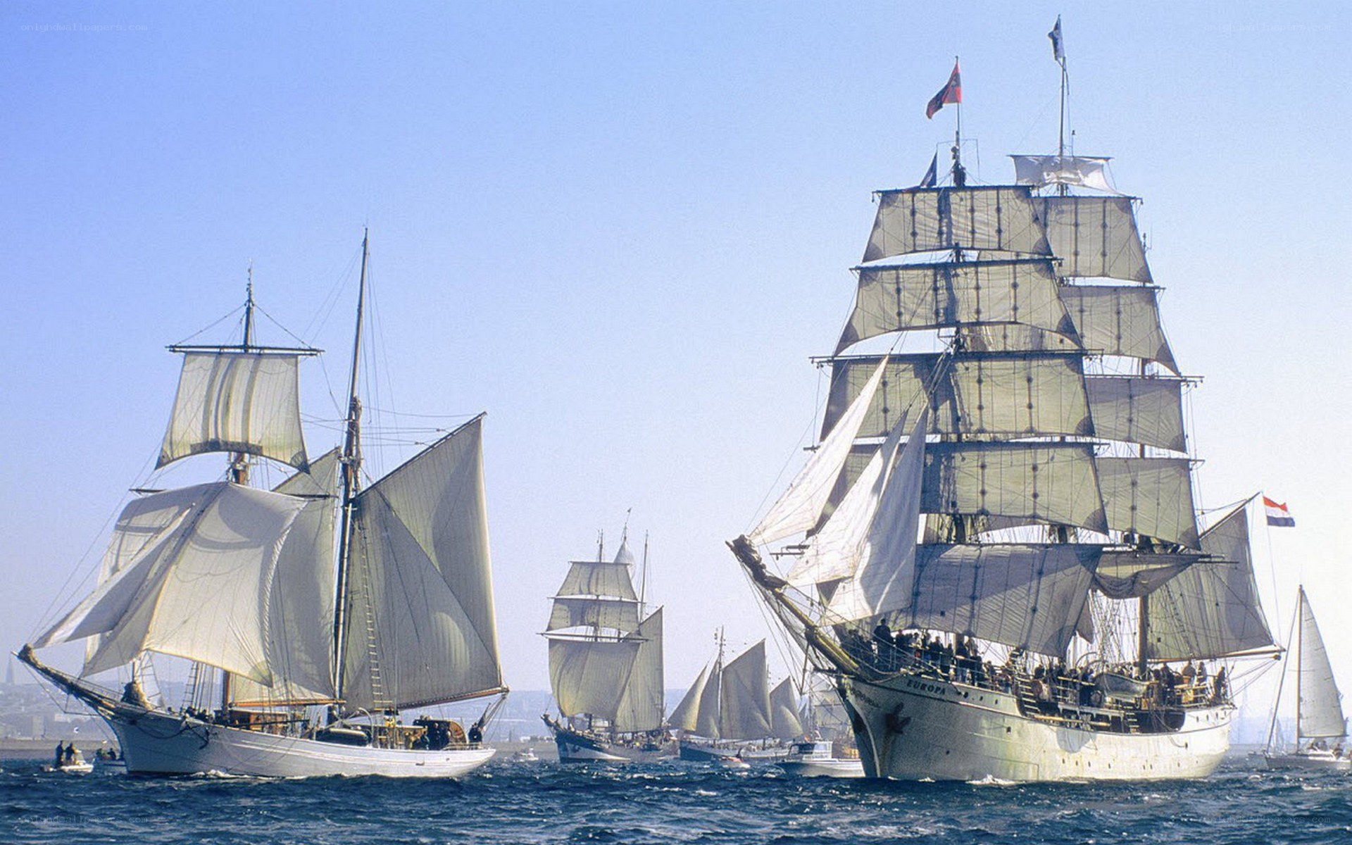 Sailing ships in a race