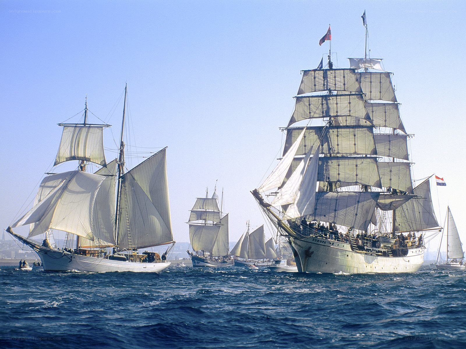 Sailing ships in a race