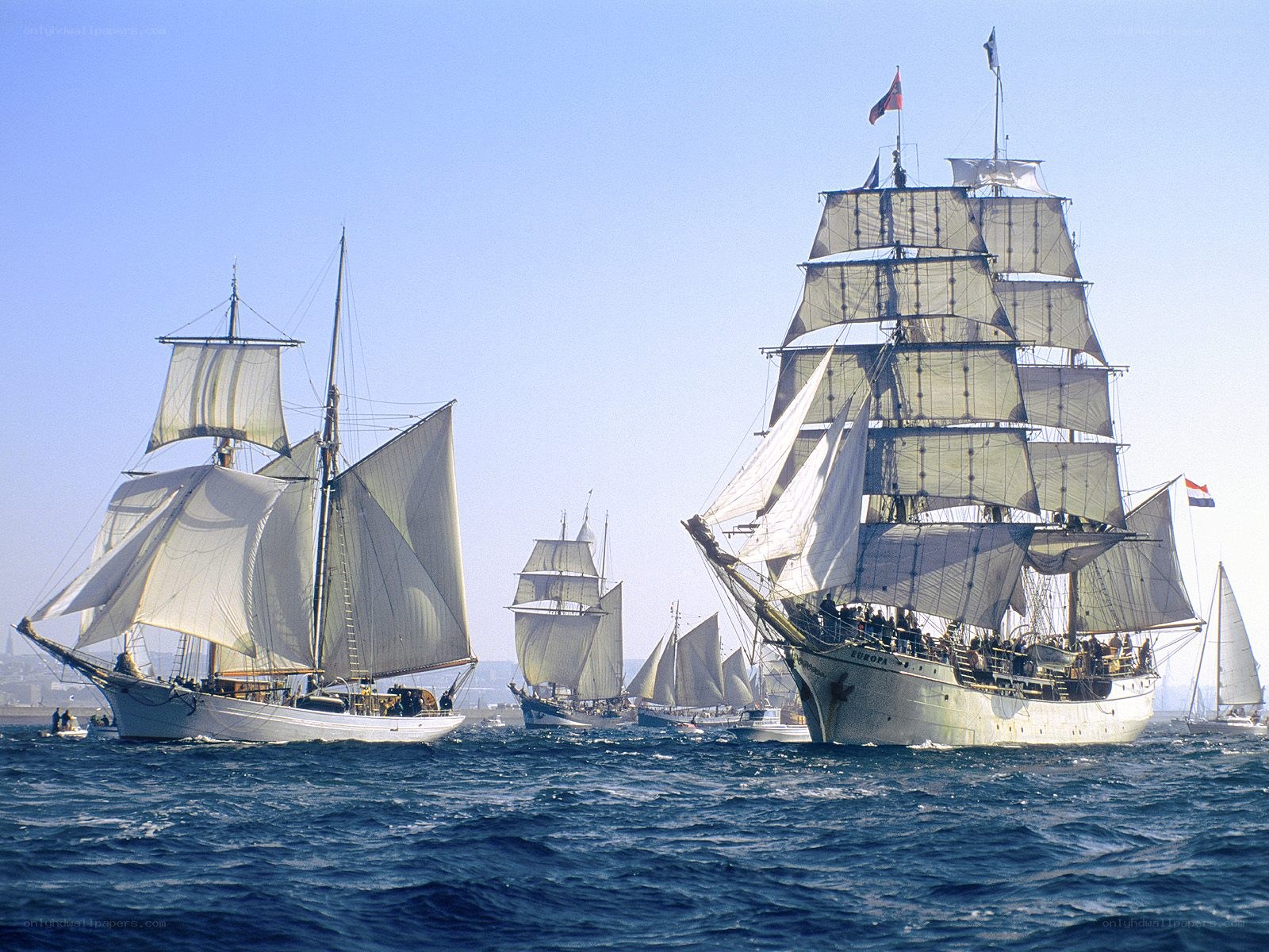Sailing ships in a race
