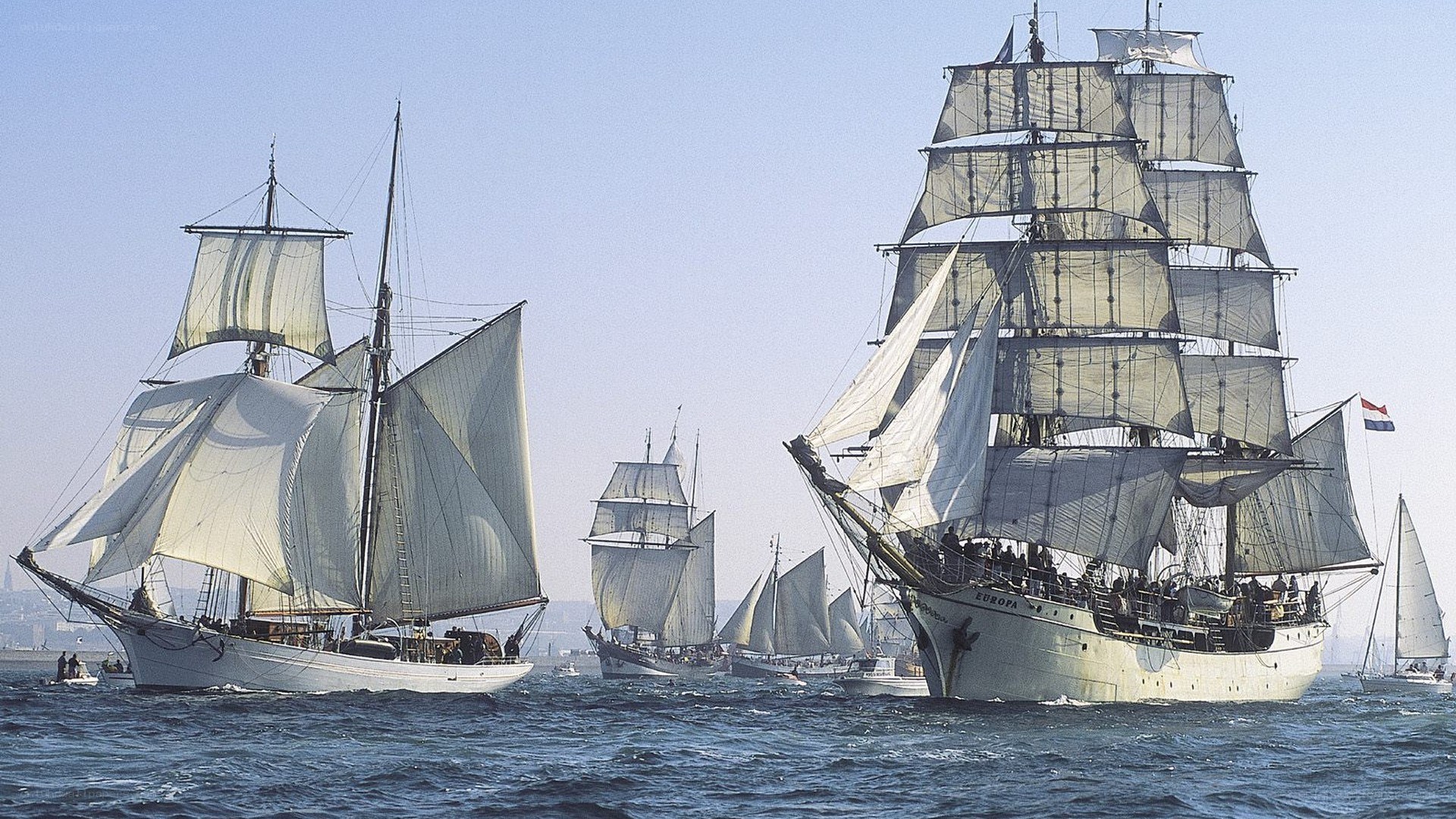 Sailing ships in a regatta