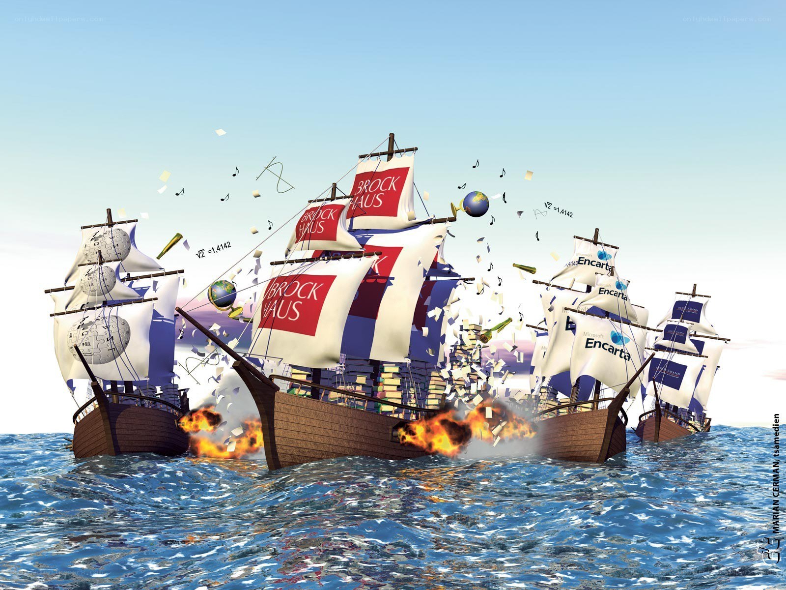 Sailing ships in battle