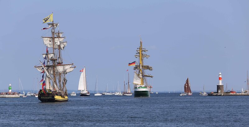 Sailing Ships in Harbor — Blue, Calm, Afternoon