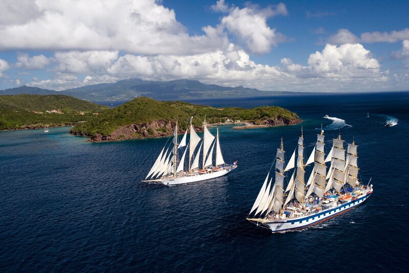 Sailing Ships in Ocean — Blue, Serene