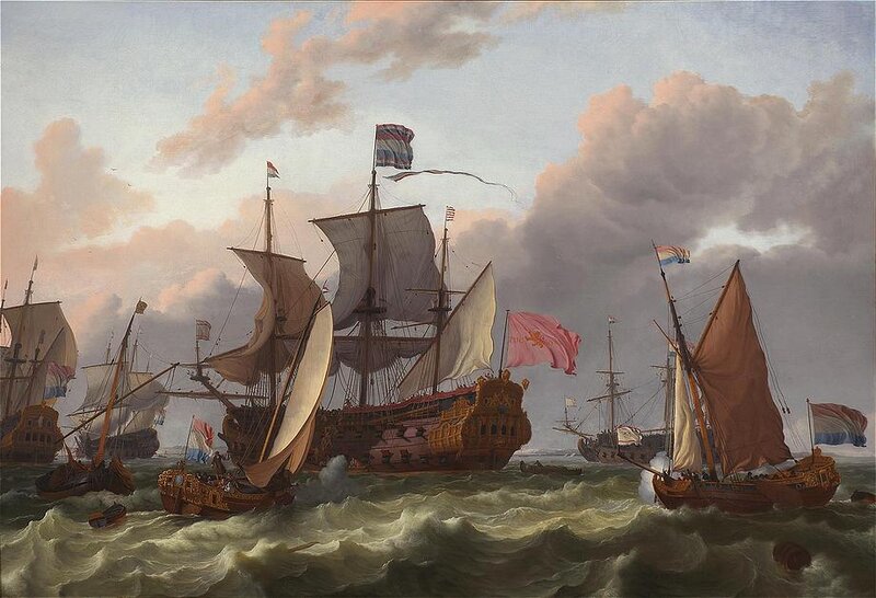 Sailing Ships in Rough Sea