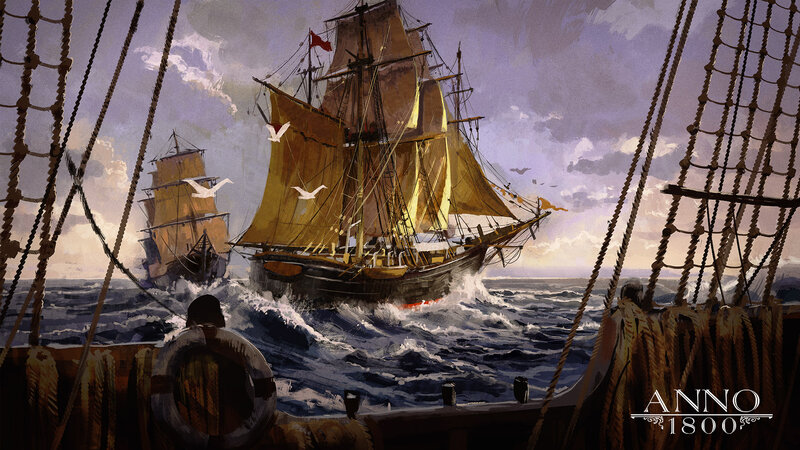 Sailing Ships in Storm — Brown, Dramatic, Sunset