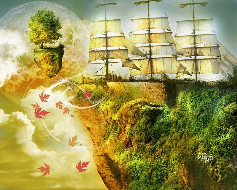 Sailing Ships on Cliff